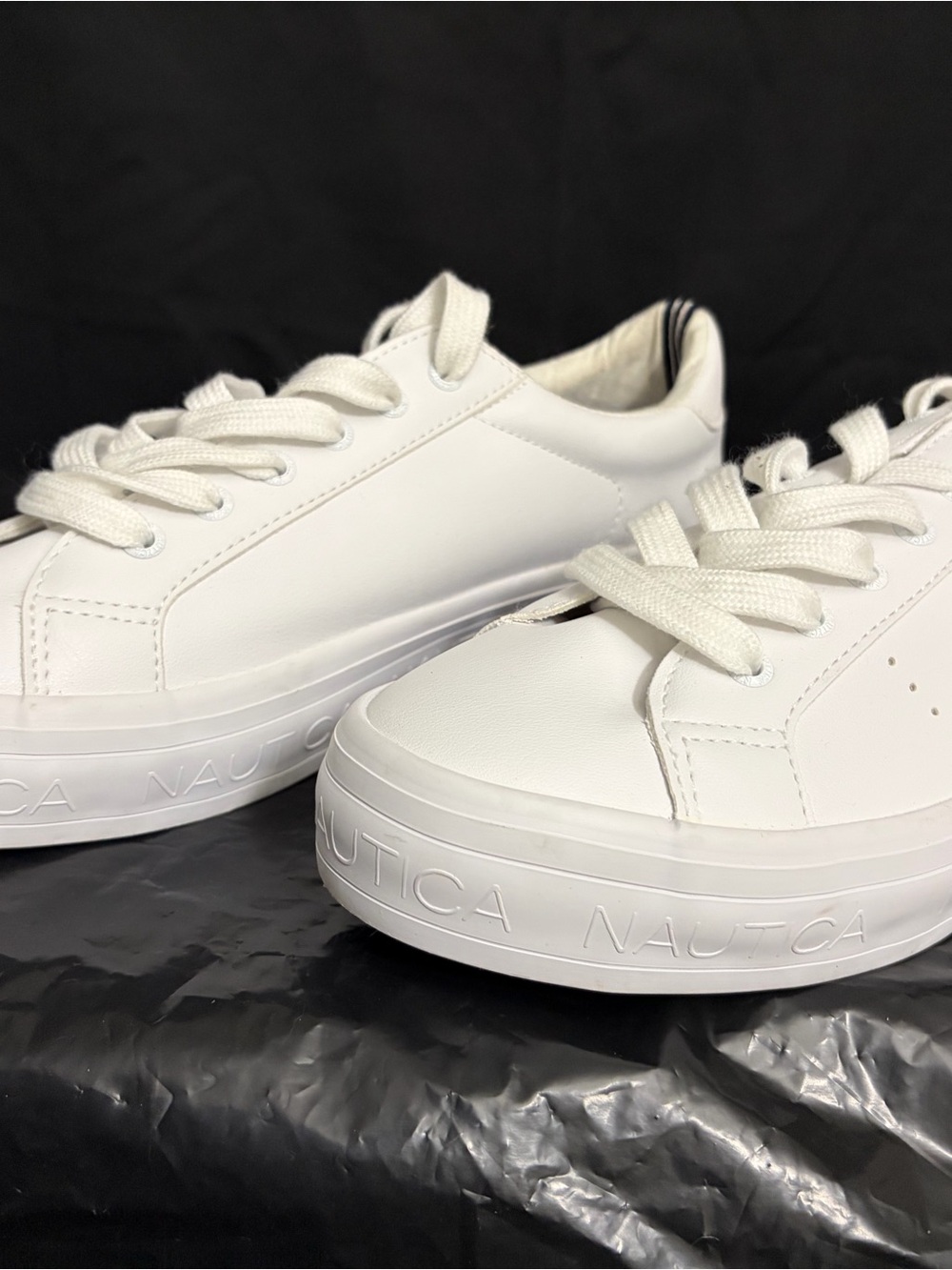 Nautica Women's White Lace-Up Platform Sneakers